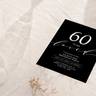 Convites Preto & Branco   60 Anos Amados Festa de Aniversár