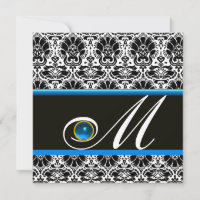 PRETO BRANCO AZUL DAMASCO MONOGRAMA Safira