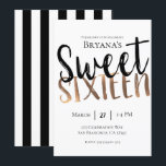 Convites Preto Branco Bronze Moderno Doze Dezesseis Festa S<br><div class="desc">Personalize para o seu evento.</div>