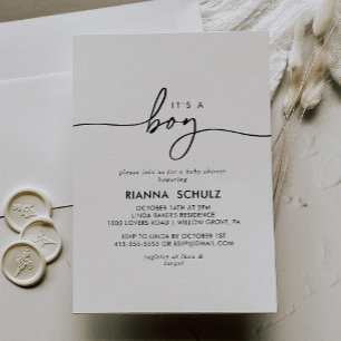 Convites Preto branco claro é um Chá de fraldas