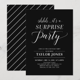 Convites Preto & Branco | Moderna Festa de aniversário surp