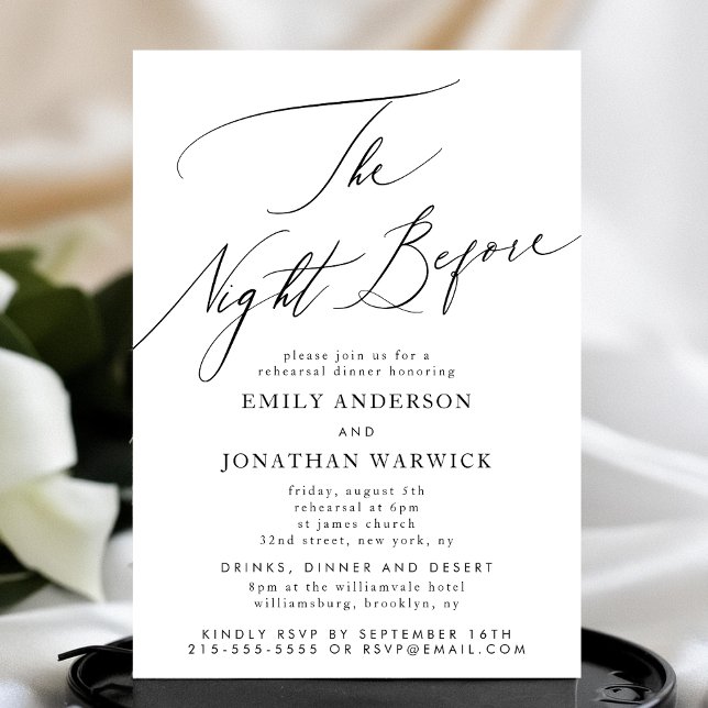 Convites Preto Branco Na Noite Antes Do Casamento De Ensaio (Criador carregado)