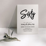 Convites Preto & Branco | Quic Sessenta e sessenta Festas d<br><div class="desc">Celebre seu dia especial com este simples na moda 60º convite de aniversário. Este design apresenta um script de pincel chic com um layout limpo na combinação de cores preto e branco. Mais designs disponíveis no meu compro BaraBomDesign.</div>