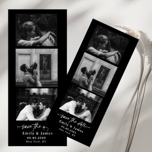 Convites preto branco Três caligrafia de foto elegante rote