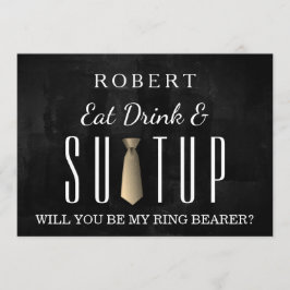 Convites Preto Chalkboard Suitup Você será meu portador do