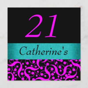 Convites Preto cor-de-rosa do aqua elegante alguma