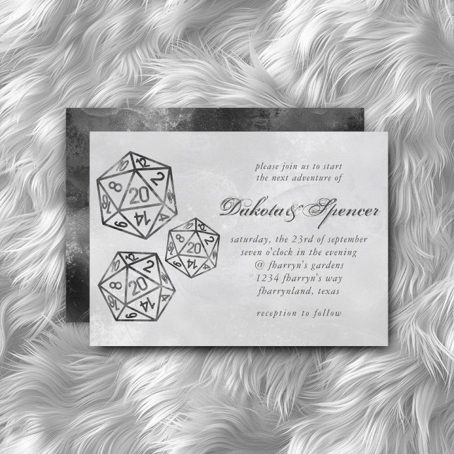 Convites Preto D20 - Crit | RPG Tabletop Fantasy Dice Weds (Criador carregado)