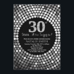 Convites Preto do aniversário de 30 anos da surpresa e<br><div class="desc">Convite do aniversário de 30 anos da surpresa. Preto e brilho da prata. Diamante de prata. Festa de aniversário adulta. Para homens ou mulheres. Para uma personalização mais adicional,  clique por favor "personalizam-no" botão e usam-nos nossa ferramenta de design para alterar este modelo.</div>