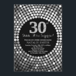 Convites Preto do aniversário de 30 anos da surpresa e<br><div class="desc">Convite do aniversário de 30 anos da surpresa. Preto e brilho da prata. Diamante de prata. Festa de aniversário adulta. Para homens ou mulheres. Para uma personalização mais adicional,  clique por favor "personalizam-no" botão e usam-nos nossa ferramenta de design para alterar este modelo.</div>