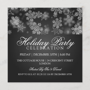Convites Preto dos flocos de neve da festa natalícia