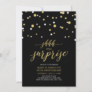 Convites Preto & Dourado   50º Aniversário de Casamento Sur
