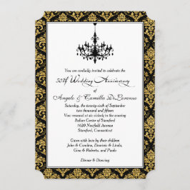 Convites Preto, Dourado Damasco, Lustre 50º Aniversário