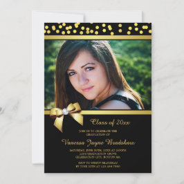 Convites Preto Dourado dos confetes do arco do falso da