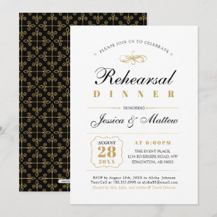 Convites Preto & Dourado   Jantar de Ensaios de Casamento E