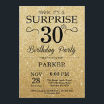 Convites Preto e aniversário de 30 anos Dourado da surpresa<br><div class="desc">Preto e convite Dourado do aniversário de 30 anos da surpresa do brilho. Fundo Dourado do brilho. Aniversário adulto. Os homens ou as mulheres Bday convidam. Alguma idade. Para uma personalização mais adicional,  clique por favor "personalizam-no" botão e usam-nos nossa ferramenta de design para alterar este modelo.</div>
