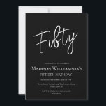 Convites Preto e branco 50 Festa de aniversário mínima I<br><div class="desc">Preto e branco 50 Festa de aniversário mínima. O material de papelaria e os suprimentos de festa estão disponíveis na instância</div>