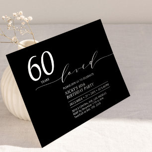 Convites Preto e Branco 60 Anos Amados Festa de Aniversár