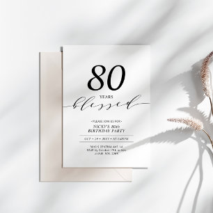 Convites Preto e Branco   80 Anos Amados Festa de Aniversár