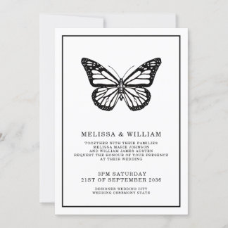 Convites Preto e Branco | Borboleta | Casamento