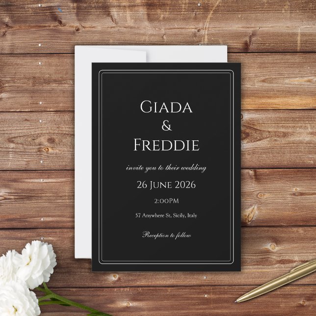 Convites Preto e branco clássico (Criador carregado)