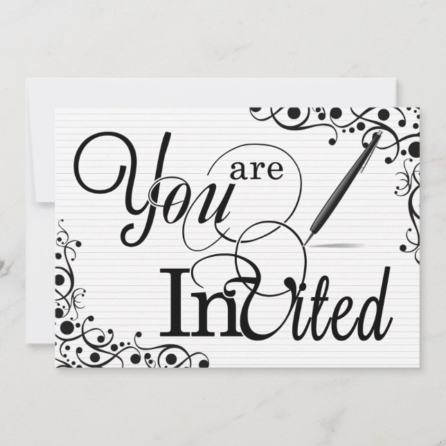 Convites Preto e Branco Clássico do Evento Comercial ou da  (Frente)