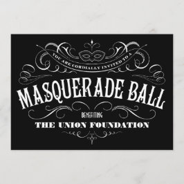 Convites preto e branco da bola de mascarada
