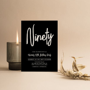 Convites Preto e Branco   Festa de 90º Aniversário Chic Nin