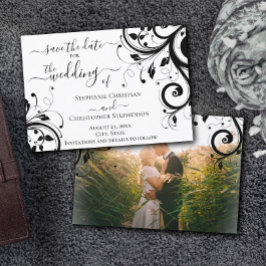 Convites Preto e Branco Festivo Salve a data de volta Foto