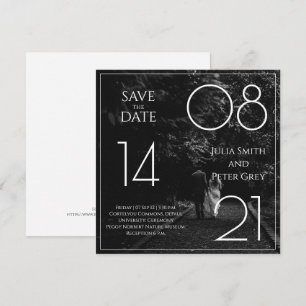 Convites Preto e Branco Foto Personalizada Salvar a Data Ca