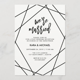 Convites Preto e Branco Geométrico   Estamos Casados