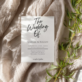 Convites Preto e Branco minimalista moderno Casamento de