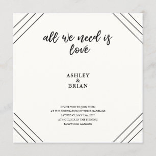 Convites Preto e branco mínimo do amor