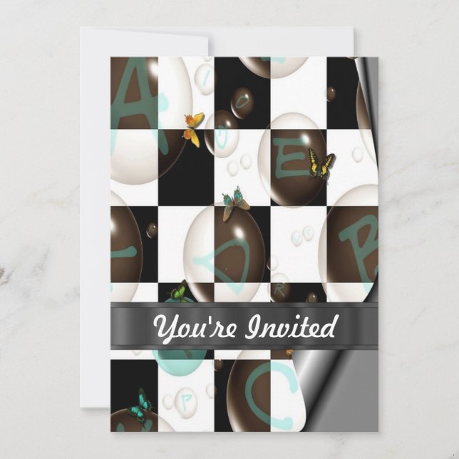 Convites Preto e branco moderno (Frente)