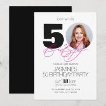 Preto E Branco Moderno Elegante Foto 50 Aniversári