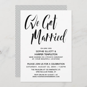 Convites Preto e Branco, nos casamos com a festa da tipogra