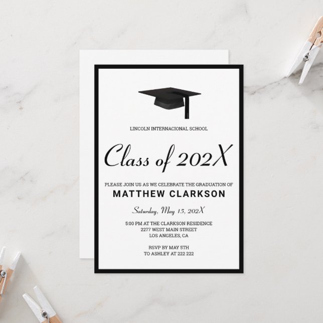 Convites Preto e Branco Simples (Frente/Verso In Situ)