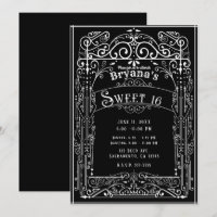 Preto e Branco Vintage Deco Vitoriano Doce 16