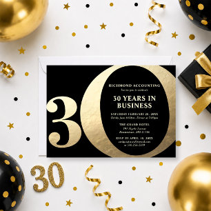 Convites Preto e Dourado 30º Aniversário de Negócios