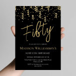 Convites Preto e Dourado 50%, Festa de aniversário mínima<br><div class="desc">Preto e branco 50 Festa de aniversário mínima. Os artigos de papelaria e de festa correspondentes estão disponíveis na loja. Procurando uma maneira personalizável e única de celebrar o 50º aniversário de alguém? Veja estes designs personalizáveis Este produto de alta qualidade apresenta um design divertido e festivo que é perfeito...</div>