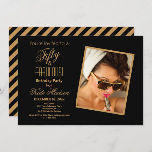 Convites Preto e Dourado com 50 e FABULOSO! Parte