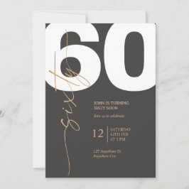 Convites Preto e Dourado Elegante 60º Aniversário