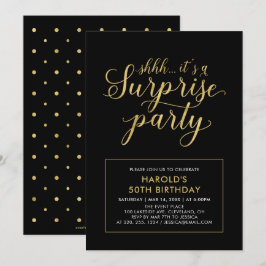 Convites Preto e Dourado | Festa de Aniversário Surpresa Mo