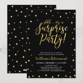 Convites Preto e Dourado | Festa de Aposentadoria Surpresa