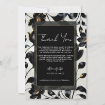 Preto e Dourado Floral Bege Agradecimento de Casam