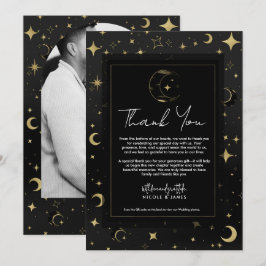Convites Preto e Dourado Moderno Celestial Lua Estrelas Obr