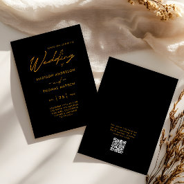 Convites Preto e Dourado Tipografia Moderna RSVP Casamento