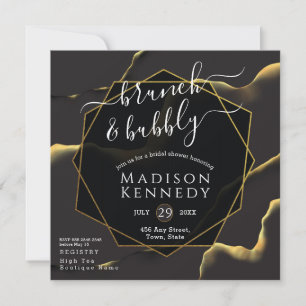 Convites Preto e Ouro 💡 Óleo de tinta Abstrato moderno