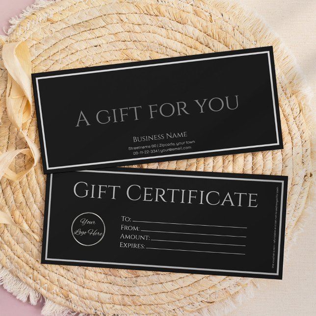 Convites Preto elegante com certificado de presente corpora (Criador carregado)