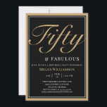 Convites Preto Elegante e Dourado 50 e aniversário fabuloso<br><div class="desc">Elegante Black e Dourado 50 e Fabuloso Convite de Aniversário Seus convidados saberão que esta será uma festa especial apenas olhando para este convite!</div>