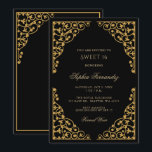 Convites Preto Elegante e Dourado Sweet 16<br><div class="desc">Convite 16 para preto e Dourado Elegante</div>